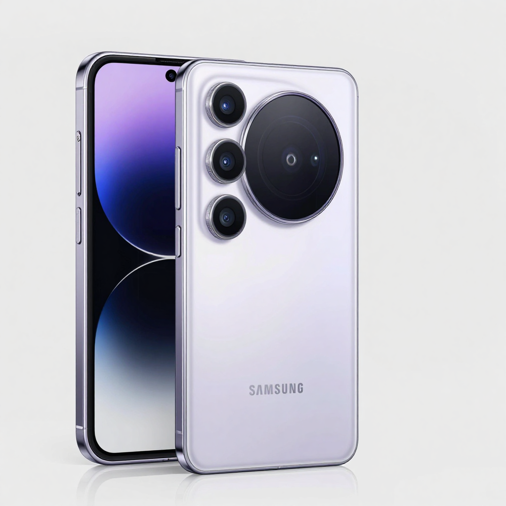 Galaxy S25系列手机外观细节展示，突出屏幕和摄像头模组