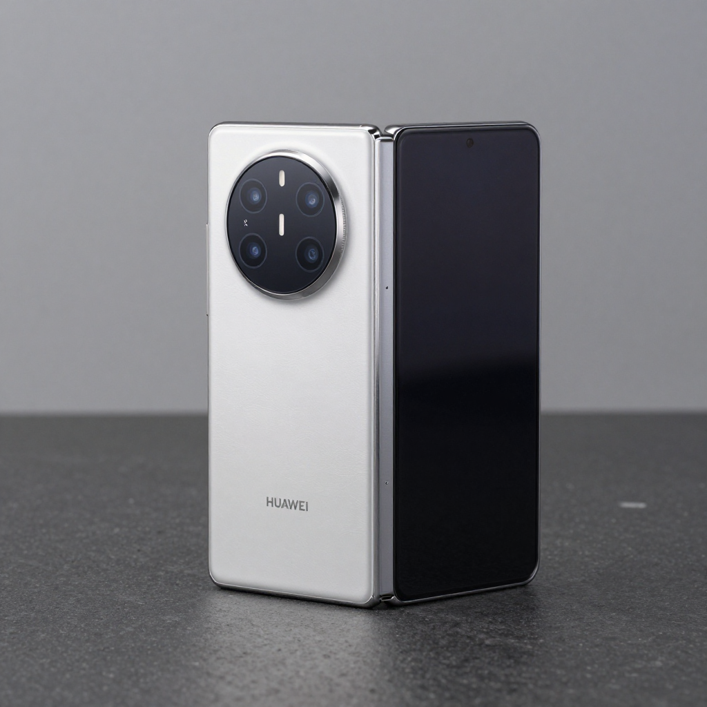 华为Mate X5与Pocket 2对比展示图，展示铰链细节与屏幕质感