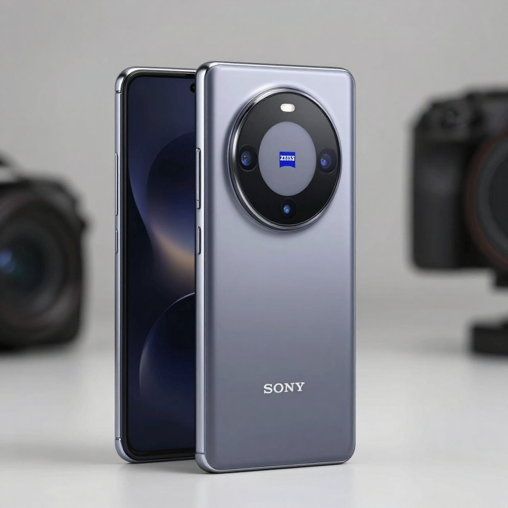 索尼 Xperia Fold 折叠屏手机展开状态展示，突出其方正设计和蔡司镜头标识