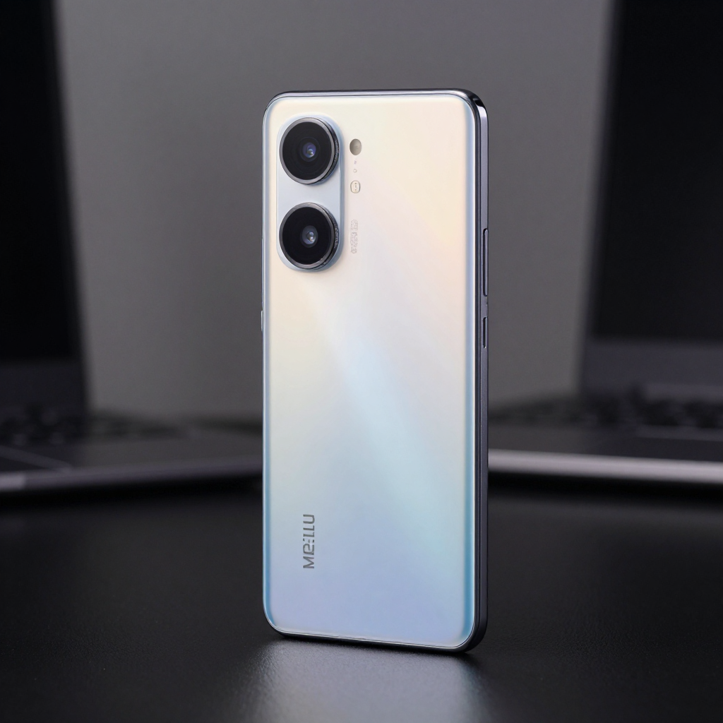 美图 M20 Lite 手机外观展示，深色背景，突出屏幕显示效果