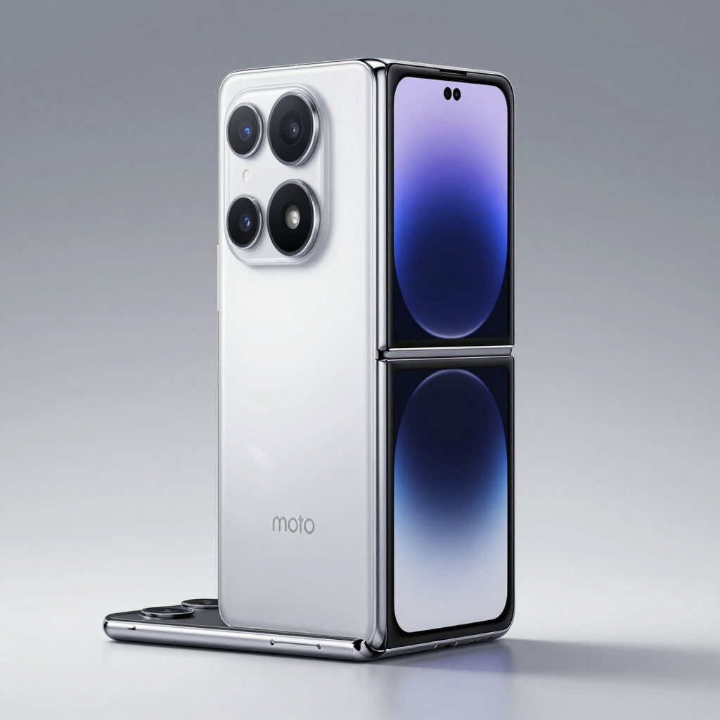 Moto Razr 50 Ultra 2026款展开与折叠状态展示，突出轻薄机身与外屏交互