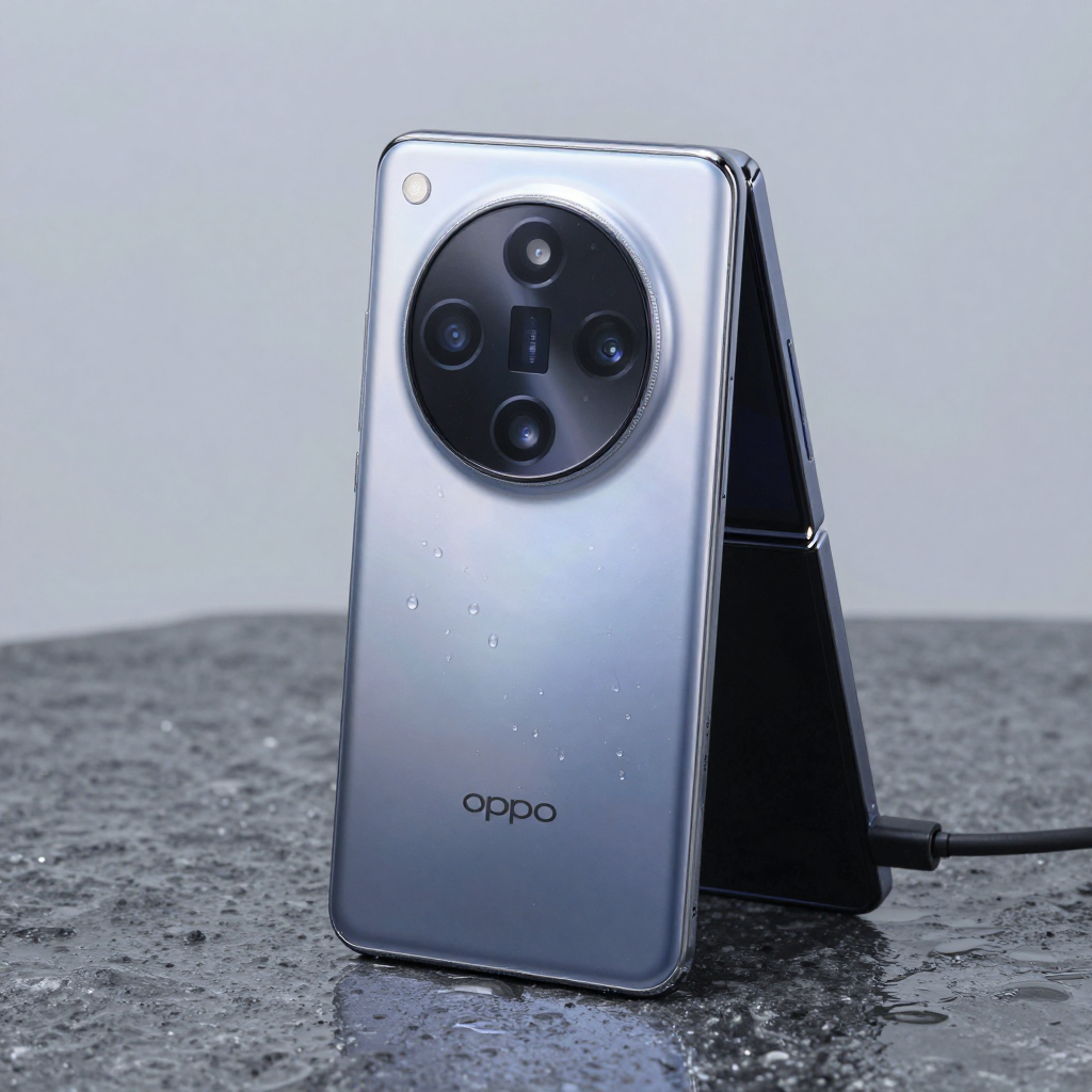 OPPO A3 Pro 5G 展示其坚固机身与IP69防水标识，背景为户外场景