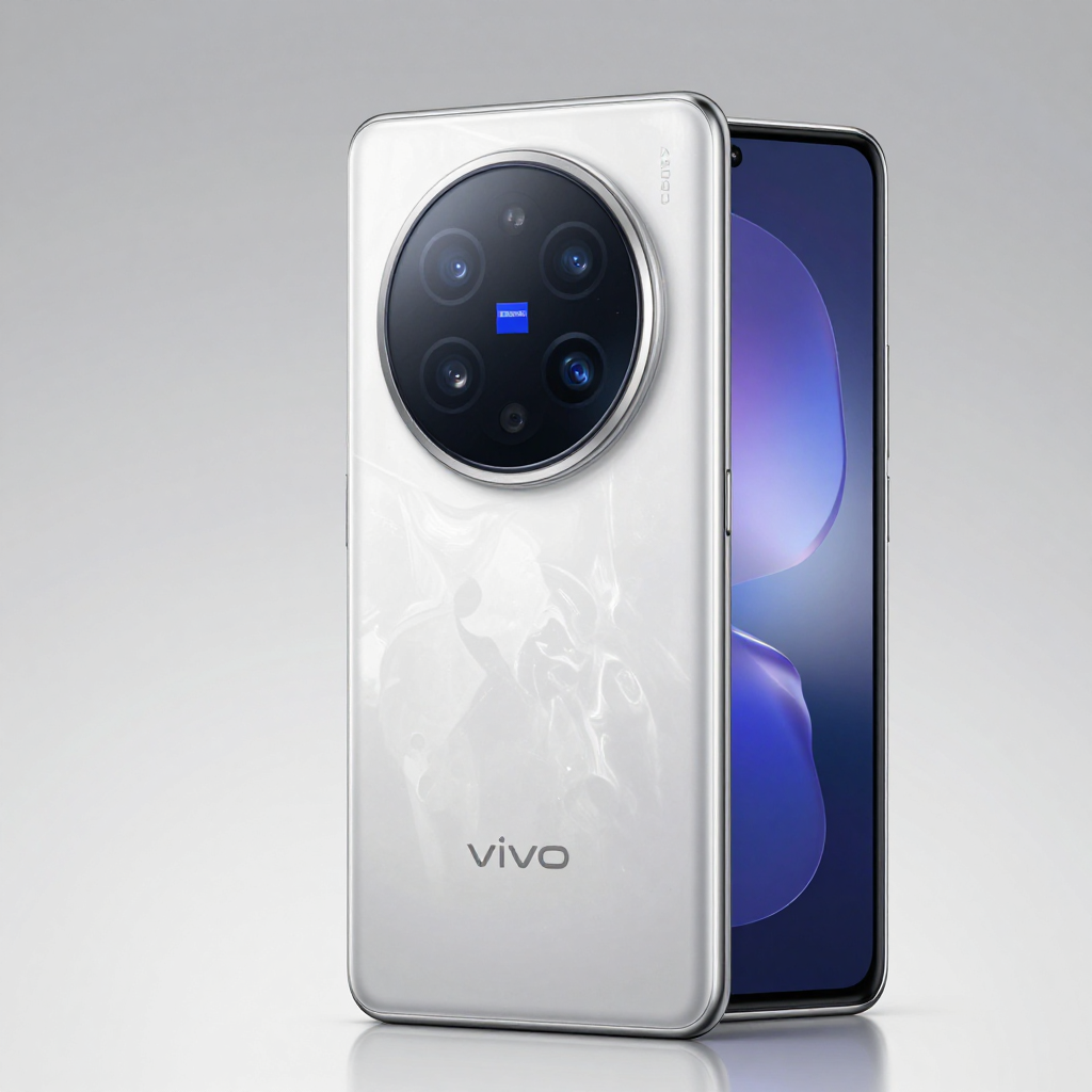 vivo多款中端手机排列展示，背景为科技感线条