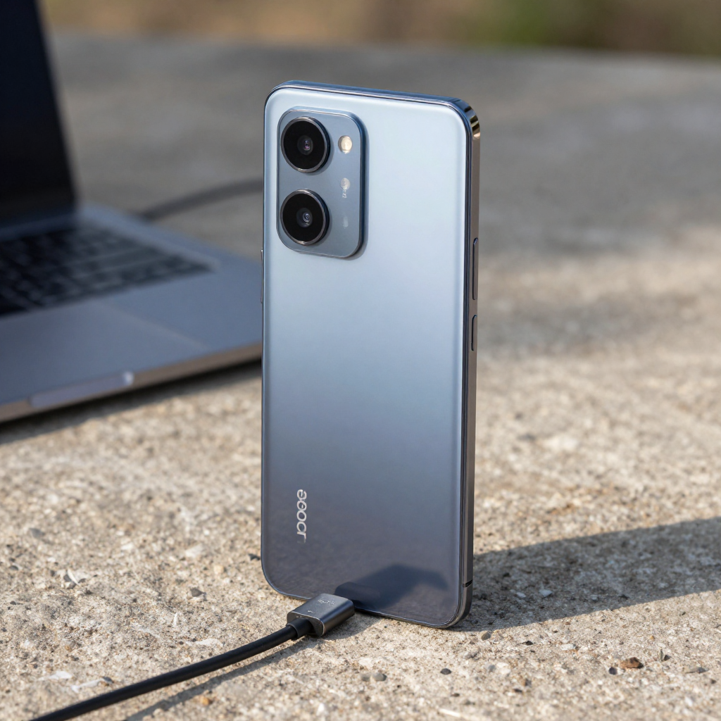 DOOGEE V870 手机外观展示，突出其坚固机身和大电池设计