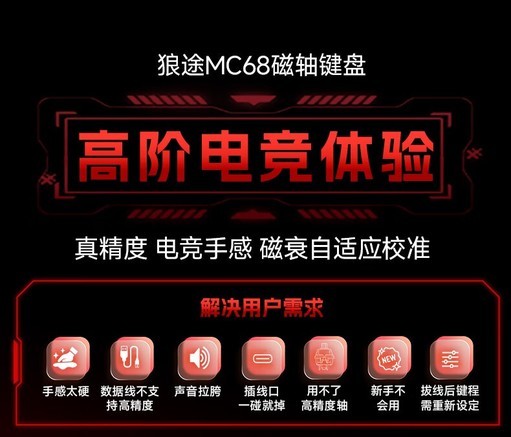 狼途MC68 旗舰版 磁皇轴 红黑等高线