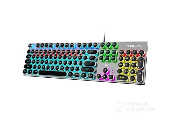 狼蛛F2068圆键朋克电镀版机械键盘（青轴） - 图片 2