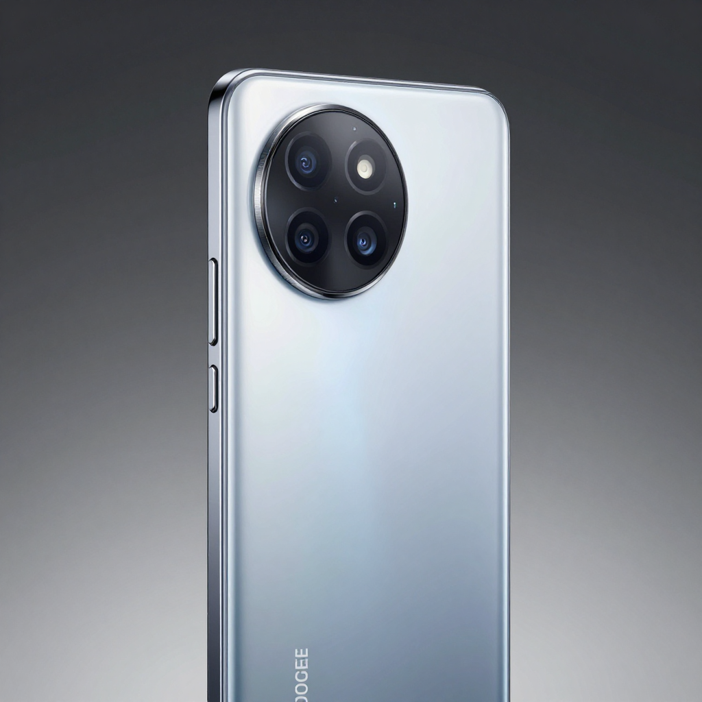 DOOGEE V87 手机外观展示，突出其坚固设计和电池标识