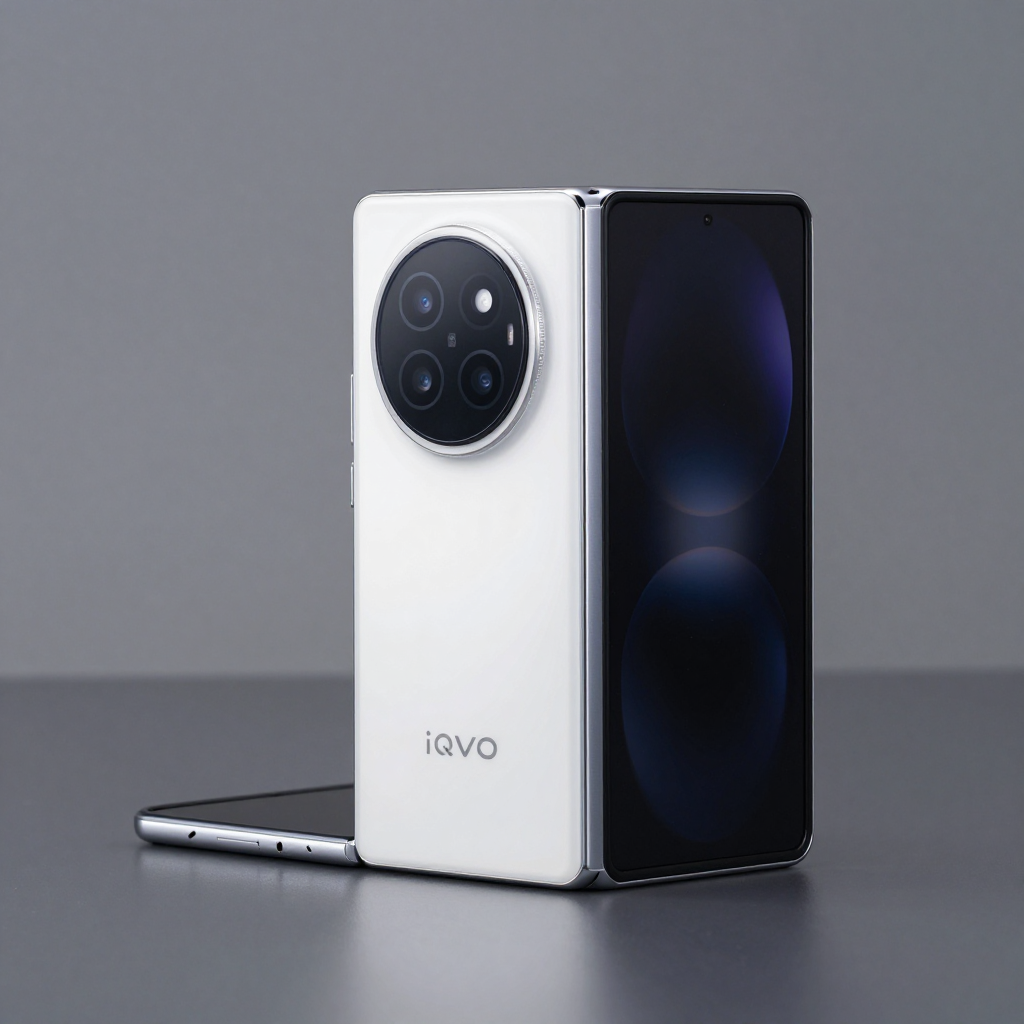 iQOO 2026款折叠屏手机展开与折叠状态对比展示，突出轻薄机身设计