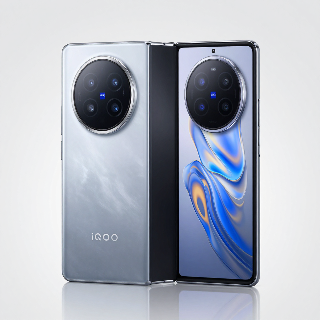 iQOO Fold Pro展开后作为平板使用的场景，展示大屏办公与娱乐体验