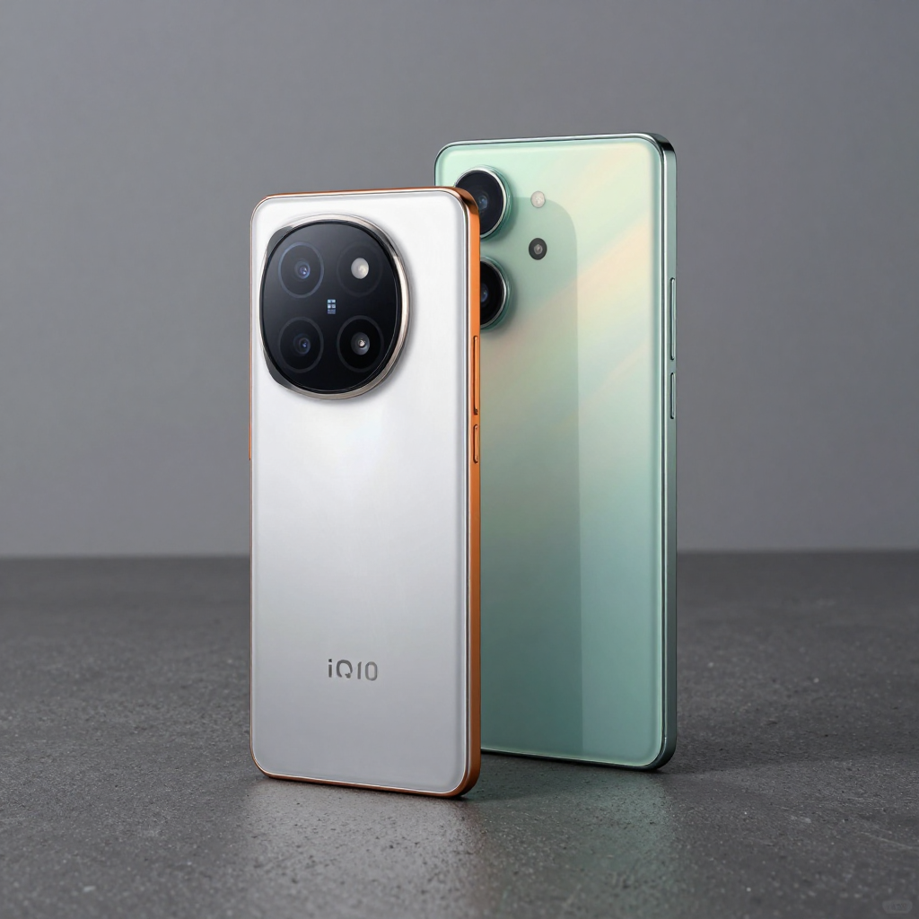 Redmi Note 14 Pro与iQOO Z9 Turbo外观对比图，展示轻薄机身与屏幕细节