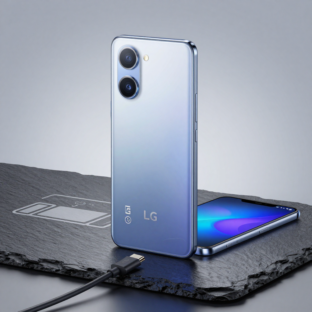 LG G5 Lite 手机外观展示，简约设计，银色机身，突出屏幕质感