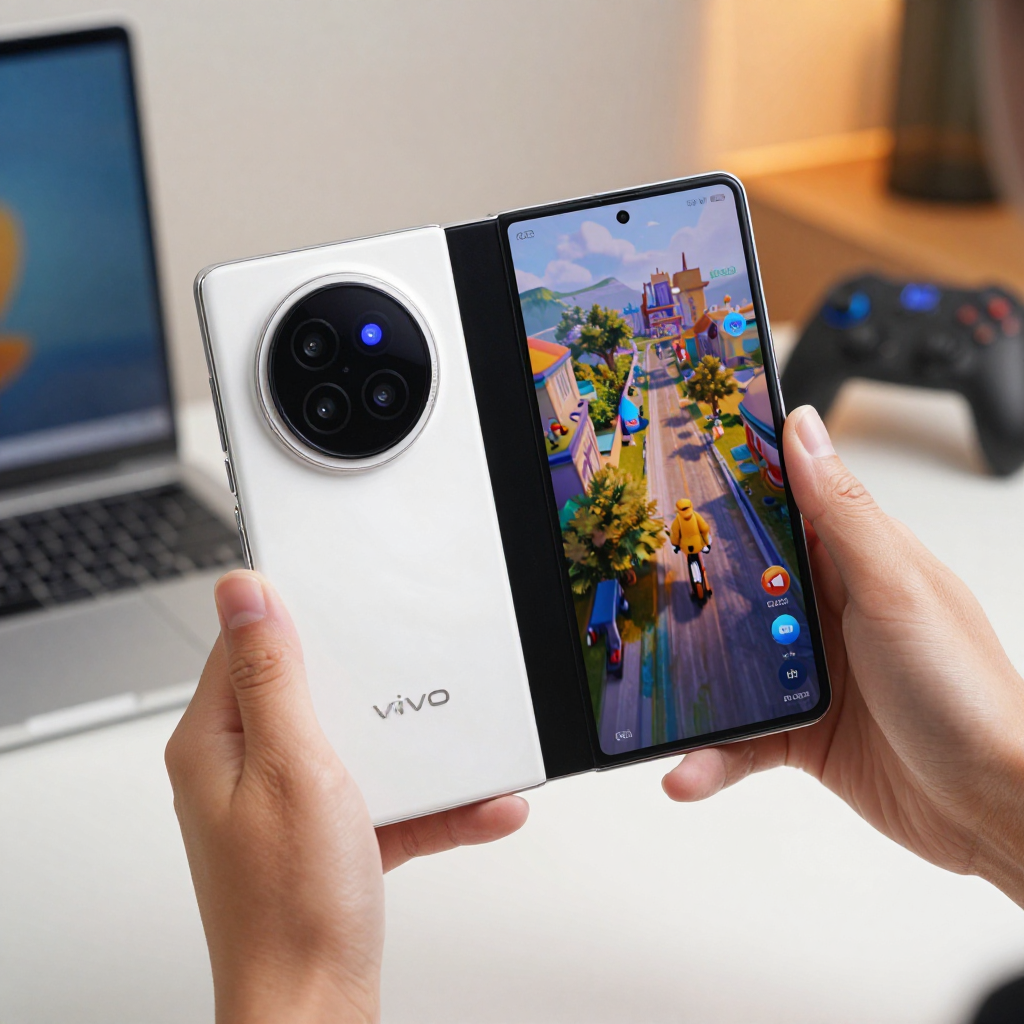 vivo X Fold3 展开状态展示大屏游戏体验与影像细节