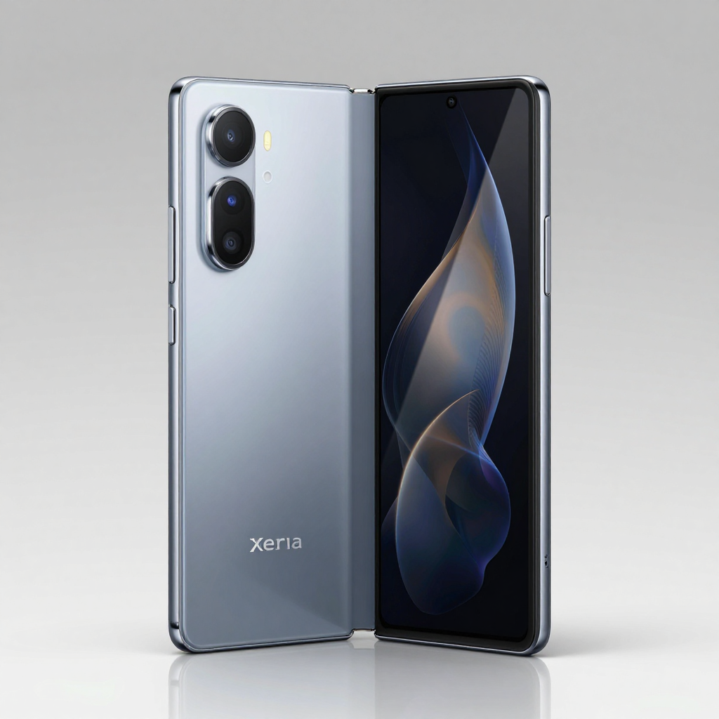 索尼Xperia折叠屏与直板旗舰对比图，展示不同形态