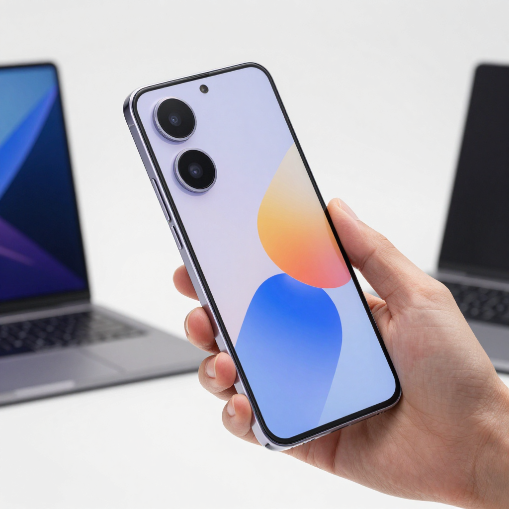 Google Pixel Fold smartphone open showing multitasking interface