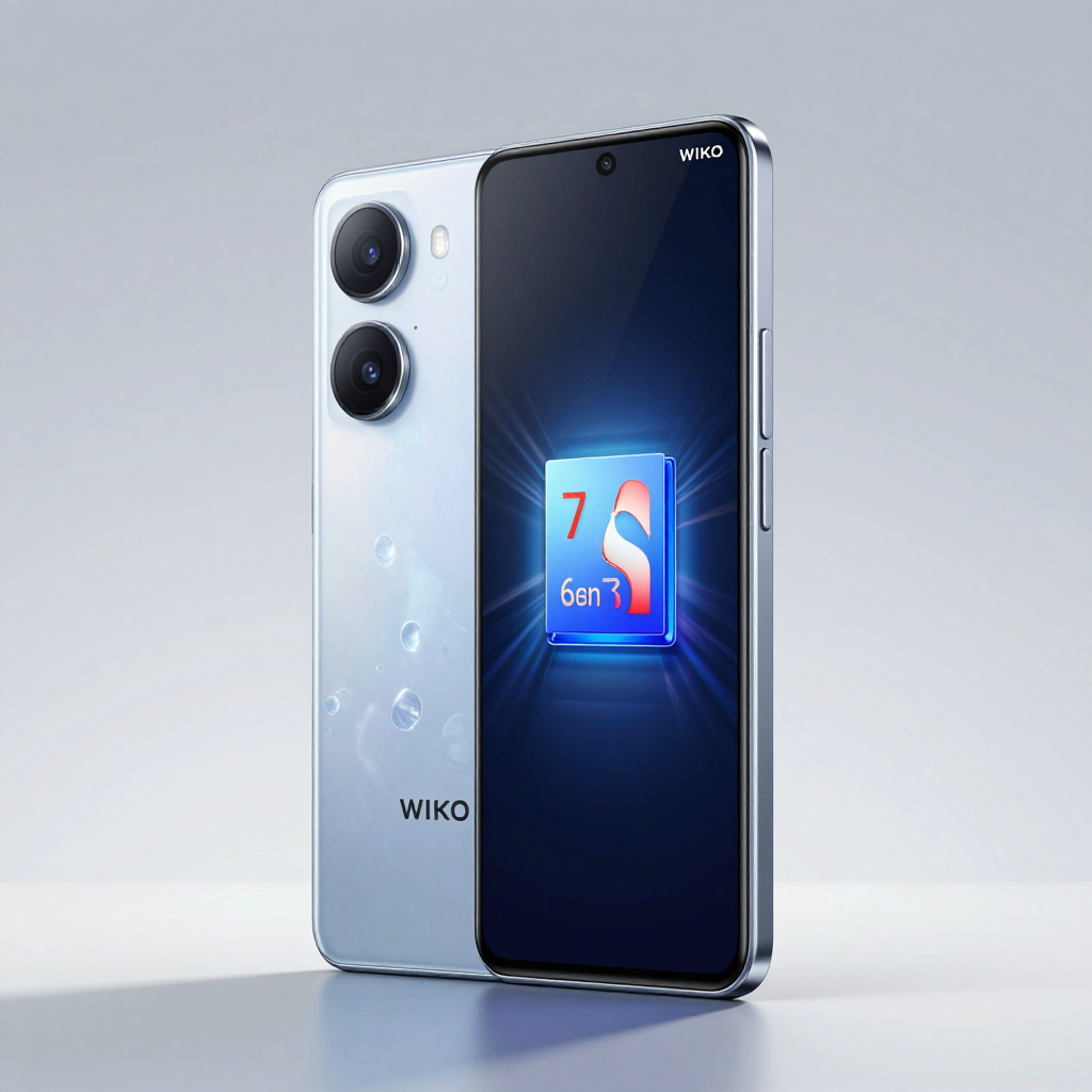 WIKO 2026年中端机系列全家福展示，背景为科技感十足的深色实验室环境