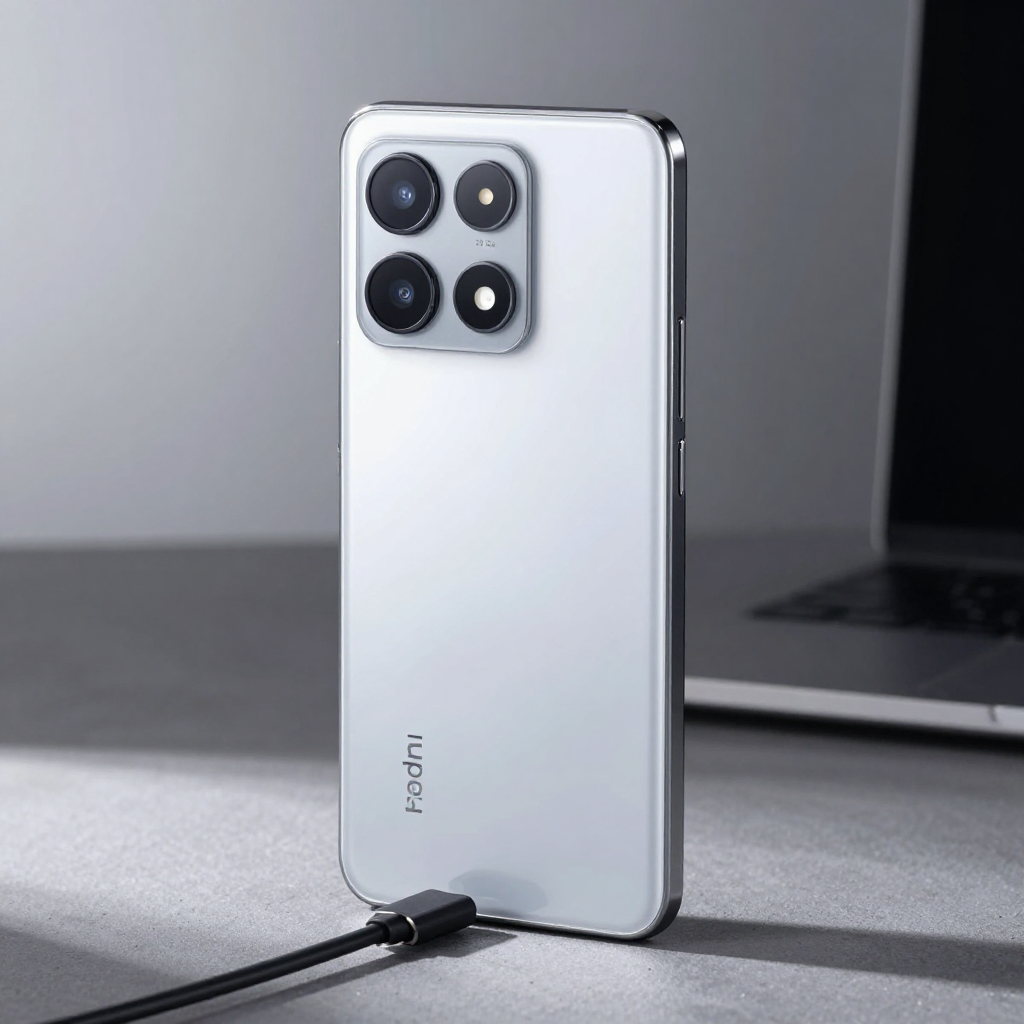 Redmi K70手机特写，展示屏幕和摄像头模组