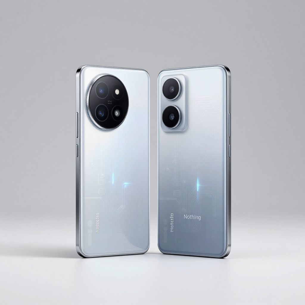 Nothing Phone 3a 与竞品在桌面并排展示，突出透明背板与灯效设计