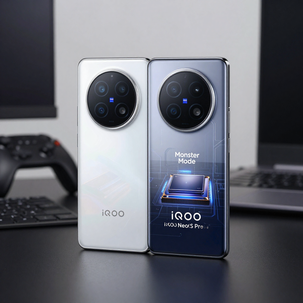 iQOO手机系列展示，突出电竞风格设计