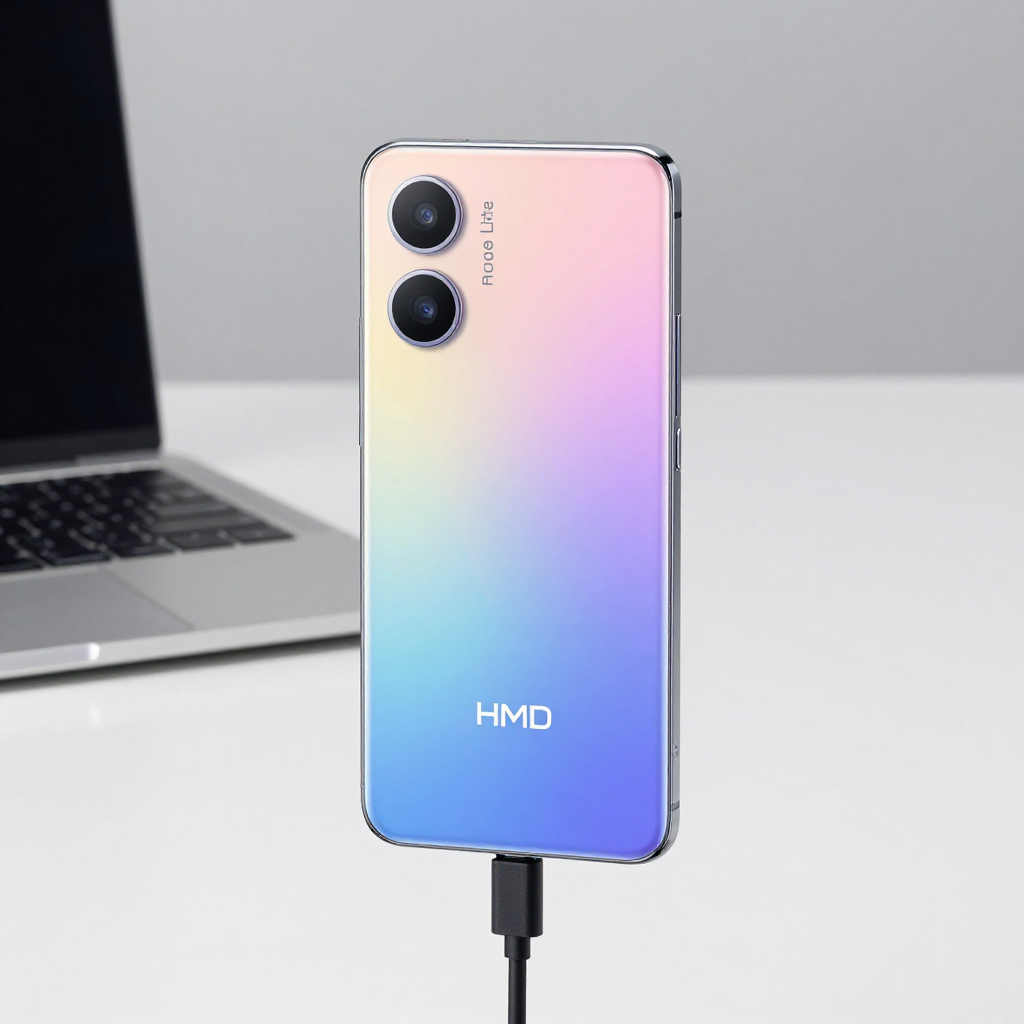HMD Pro X 手机侧面和背面细节,展示素皮纹理和摄像头模组
