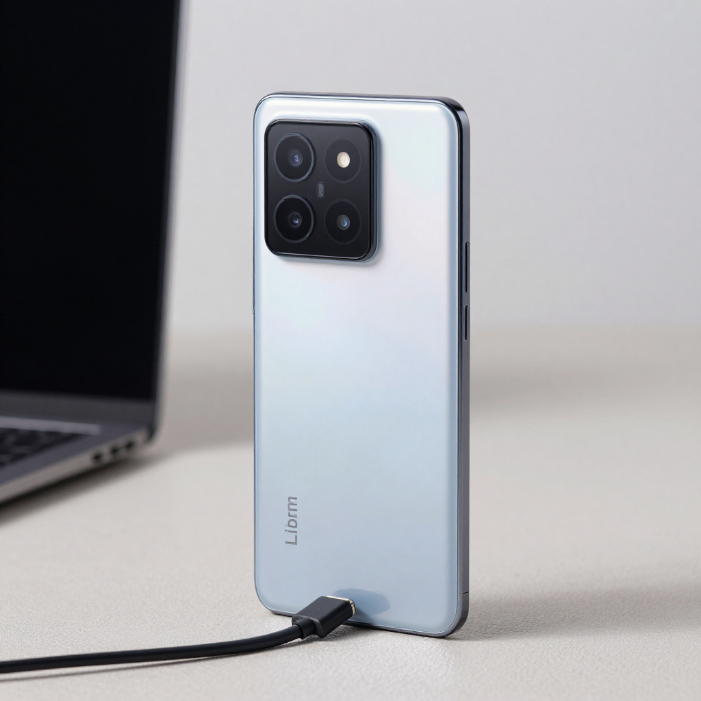 Librem L5 Lite与Redmi Note 14 Pro+的侧面对比图，展示机身厚度和接口布局