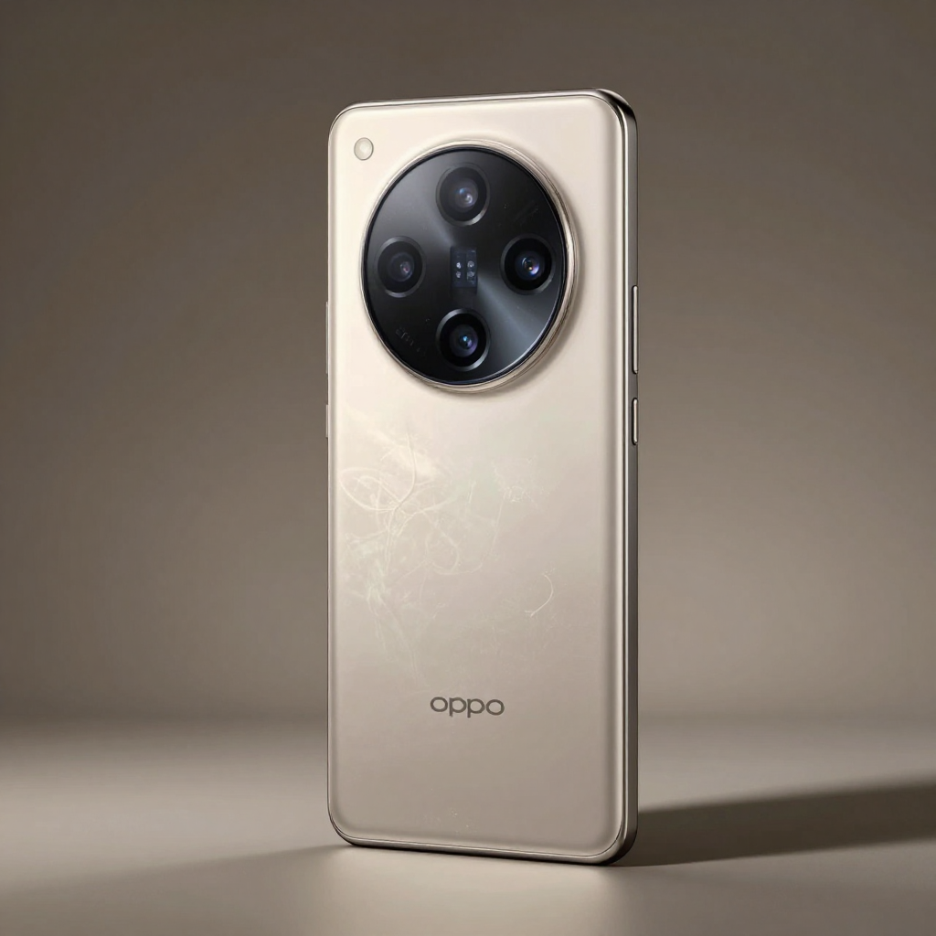 Hand holding OPPO smartphone showing camera interface