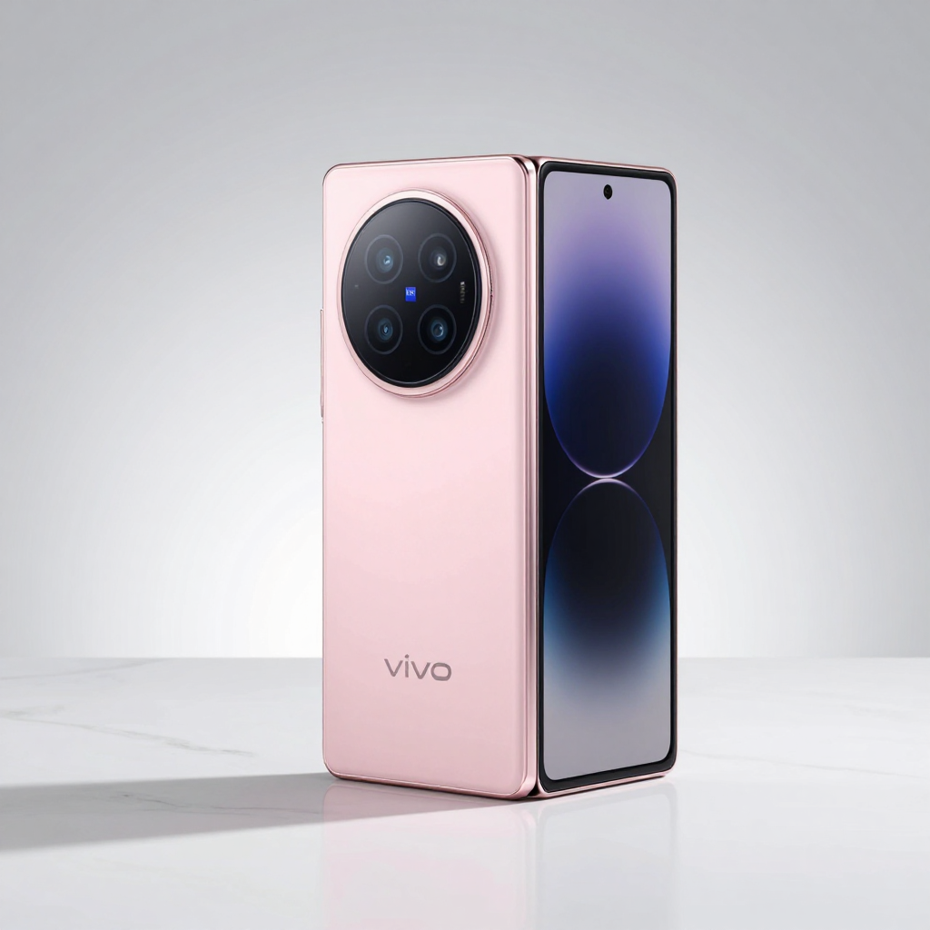 vivo 折叠屏铰链结构特写与屏幕平整度对比图