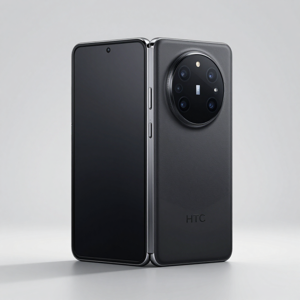 HTC最新款折叠屏手机展开状态展示，科技感十足
