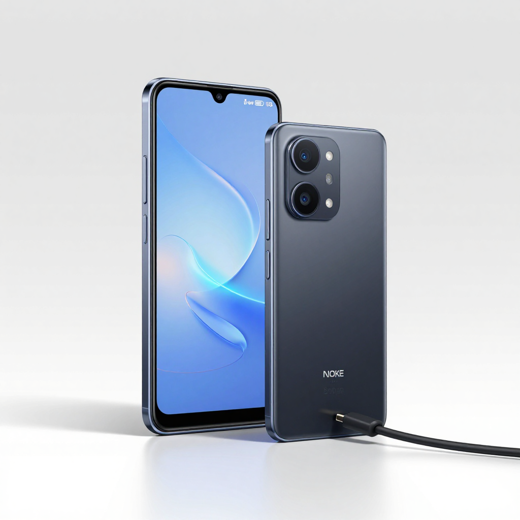 Nokia C36 正面屏幕展示与电池图标特写
