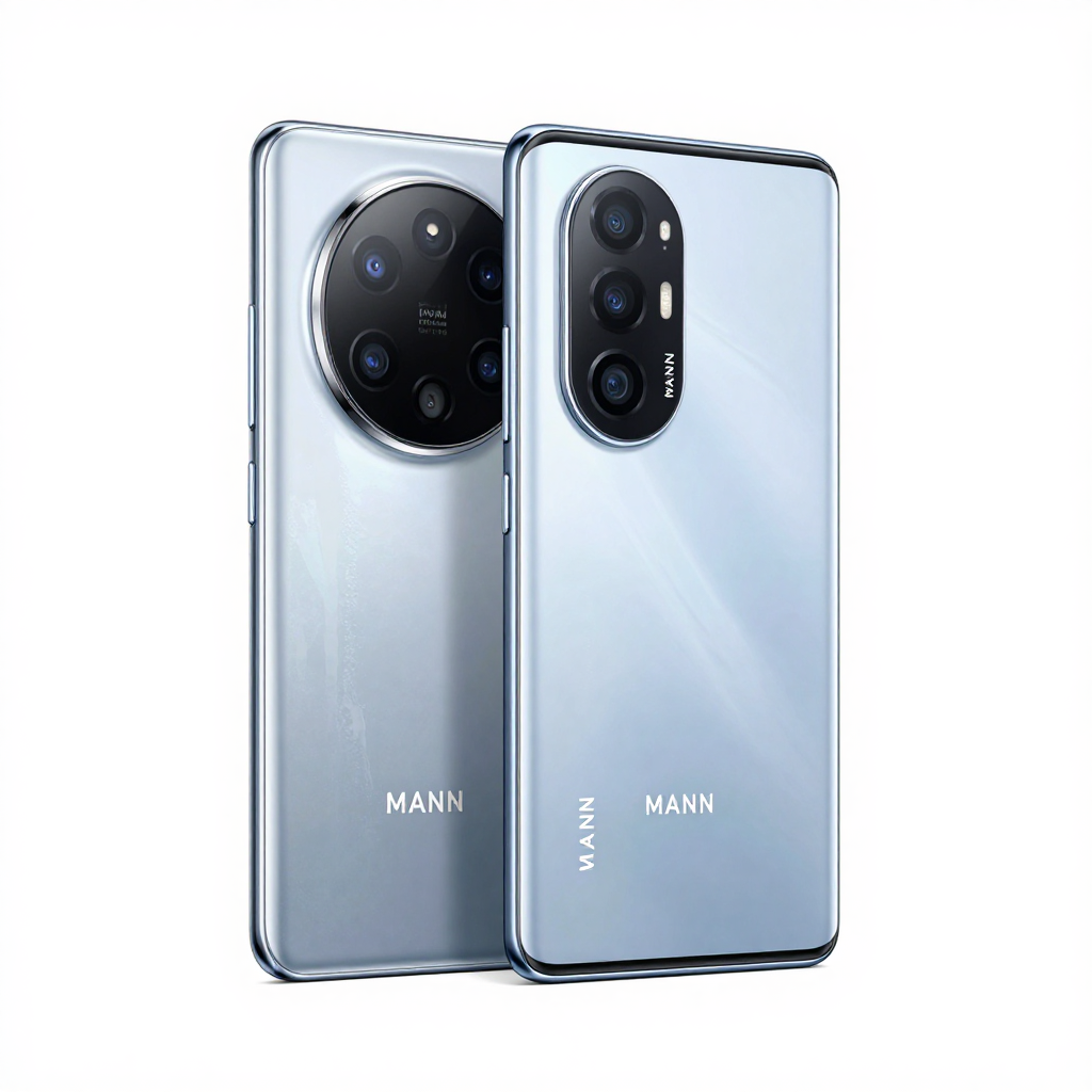 MANN手机全系产品排列展示，背景为科技感暗色调